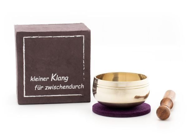 Produktbild: Klangschalen-Set "kleiner Klang f&uuml;r zwischendurch" mit gegeossener Klangschale