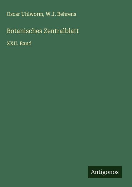 Produktbild: Botanisches Zentralblatt