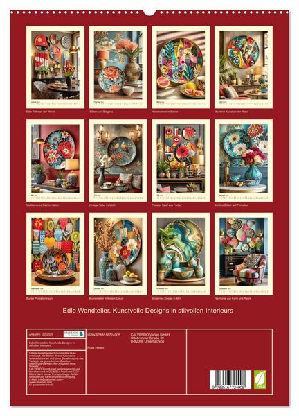 Produktbild: Edle Wandteller. Kunstvolle Designs in stilvollen Interieurs (hochwertiger Premium Wandkalender 2026 DIN A2 hoch), Kunstdruck in Hochglanz