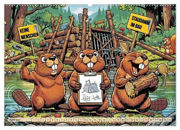 Produktbild: Lustige Biber - Comic (hochwertiger Premium Wandkalender 2027 DIN A2 quer), Kunstdruck in Hochglanz
