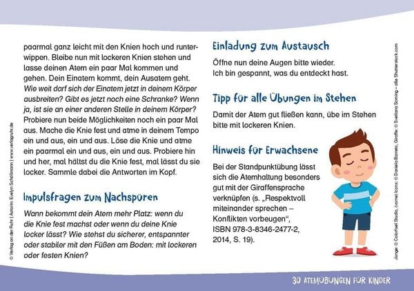 Produktbild: 30 Atem&uuml;bungen f&uuml;r Kinder &ndash; Gef&uuml;hle sp&uuml;ren, Bed&uuml;rfnisse erkennen