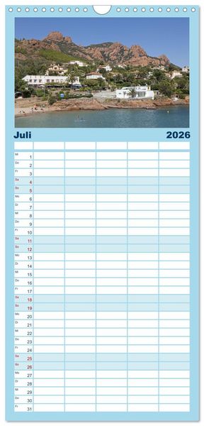 Produktbild: Familienplaner 2026 - C&ocirc;te d&rsquo;Azur - Sehnsuchtsort am Mittelmeer mit 5 Spalten (Wandkalender, 21 x 45 cm) CALVENDO