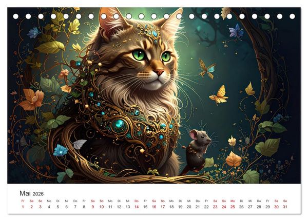 Produktbild: Kunst Katzen (Tischkalender 2026 DIN A5 quer), CALVENDO Monatskalender