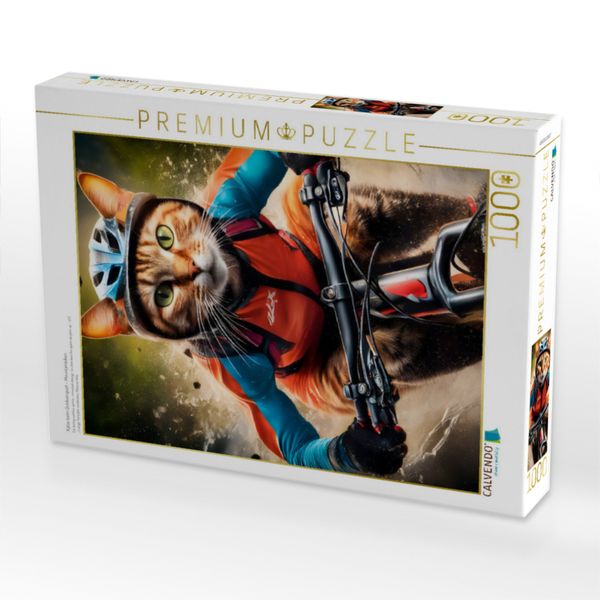 Produktbild: CALVENDO Puzzle Katze beim Outdoorsport - Mountainbiken | 1000 Teile Lege-Gr&ouml;&szlig;e 64x48cm Foto-Puzzle f&uuml;r gl&uuml;ckliche Stunden