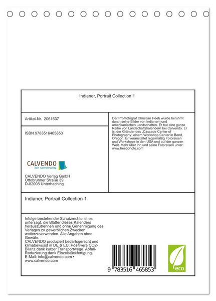 Produktbild: Indianer, Portrait Collection 1 (Tischkalender 2026 DIN A5 hoch), CALVENDO Monatskalender