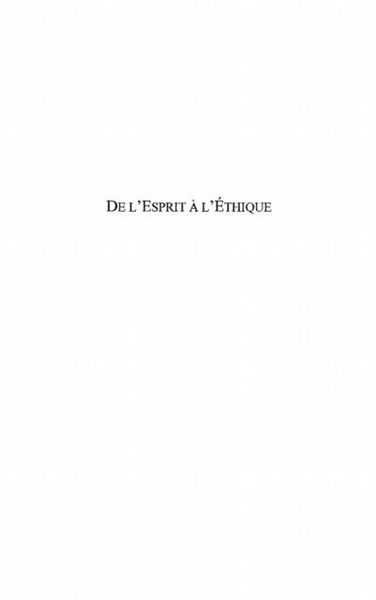 Produktbild: De L'esprit a L'ethique