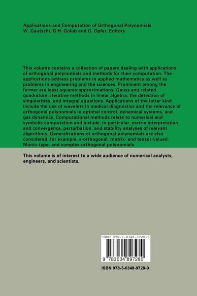Produktbild: Applications and Computation of Orthogonal Polynomials
