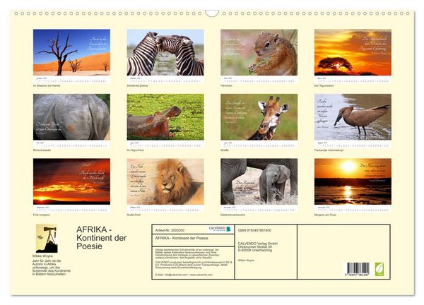 Produktbild: AFRIKA - Kontinent der Poesie (Wandkalender 2026 DIN A2 quer), CALVENDO Monatskalender