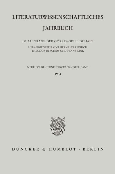 Produktbild: Literaturwissenschaftliches Jahrbuch.. Band 25/1984
