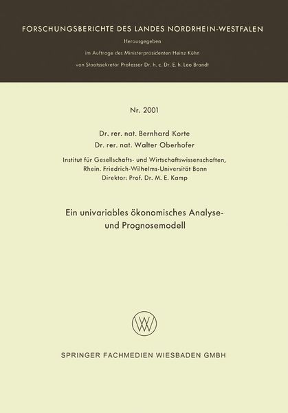 Produktbild: Ein univariables &ouml;konomisches Analyse- und Prognosemodell