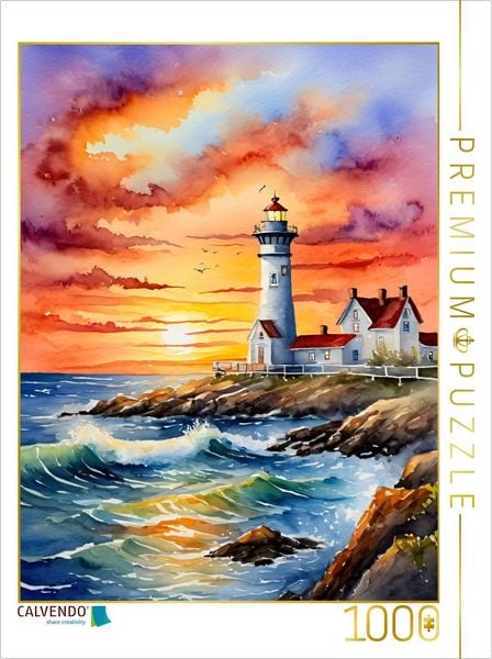 Produktbild: CALVENDO Puzzle Leuchtturm in der Abendsonne | 1000 Teile Lege-Gr&ouml;&szlig;e 64x48cm Foto-Puzzle f&uuml;r gl&uuml;ckliche Stunden