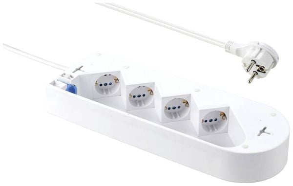 Produktbild: Sygonix SY-5228510 Steckdosenleiste mit Schalter 4fach Wei&szlig; Schutzkontakt 1St.