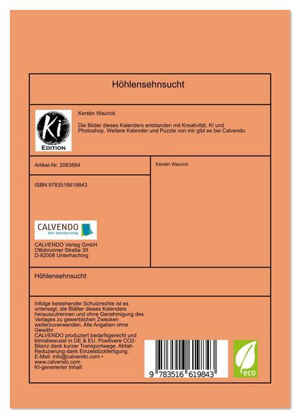 Produktbild: H&ouml;hlensehnsucht (Tischkalender 2026 DIN A5 hoch), CALVENDO Monatskalender