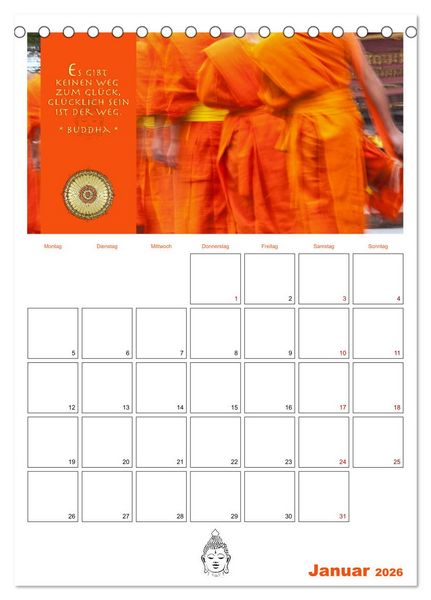 Produktbild: Buddhas Zitate und Weisheiten (Tischkalender 2026 DIN A5 hoch), CALVENDO Monatskalender