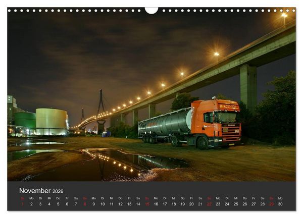 Produktbild: Hamburger Hafen bei Nacht (Wandkalender 2026 DIN A3 quer), CALVENDO Monatskalender