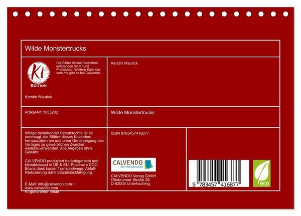 Produktbild: Wilde Monstertrucks (Tischkalender 2026 DIN A5 quer), CALVENDO Monatskalender