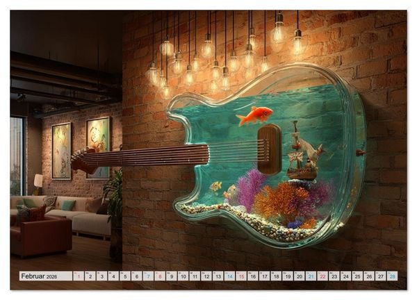 Produktbild: Saitenzauber &ndash; Gitarren im Bilderklang (Wandkalender 2026 DIN A4 quer), CALVENDO Monatskalender