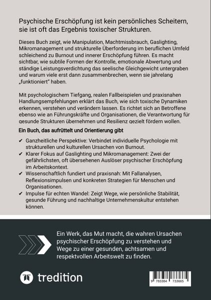 Produktbild: Psychische Ersch&ouml;pfung, Burnout und toxische Dynamiken im beruflichen Umfeld