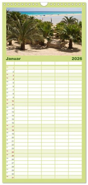 Produktbild: Familienplaner 2026 - Fuerteventura, Insel der Stille mit 5 Spalten (Wandkalender, 21 x 45 cm) CALVENDO