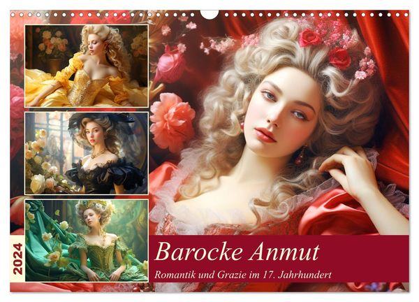 Barocke Anmut. Romantik und Grazie im 17. Jahrhundert (Wandkalender 2024 DIN A3 quer), CALVENDO Monatskalender