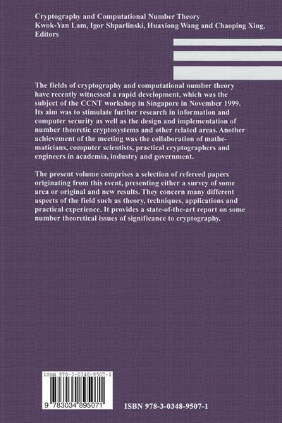Produktbild: Cryptography and Computational Number Theory