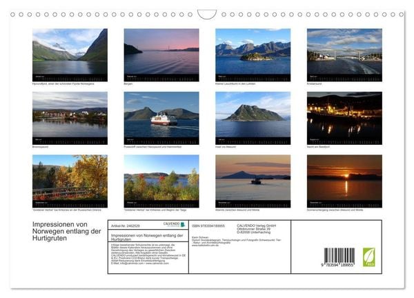 Produktbild: Impressionen von Norwegen entlang der Hurtigruten (Wandkalender 2027 DIN A3 quer), CALVENDO Monatskalender