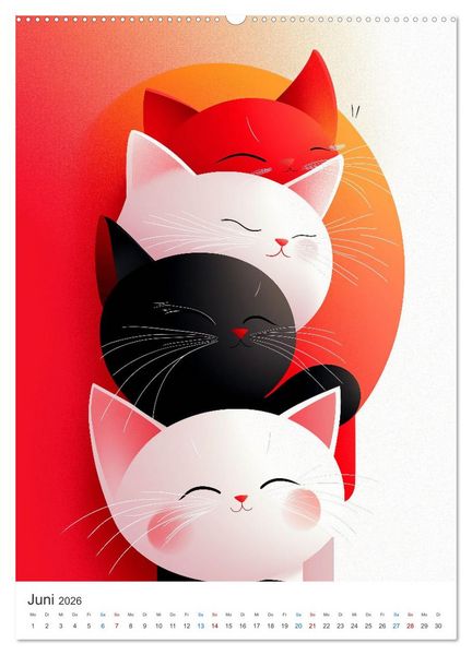 Produktbild: Kunterbunte Katzenbande (hochwertiger Premium Wandkalender 2026 DIN A2 hoch), Kunstdruck in Hochglanz