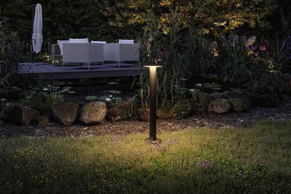 Produktbild: Paulmann P+S Poller Plate IP44 2200K 94723 Beleuchtungssystem Plug & Shine LED-Gartenstrahler LED 7 W Gold Anthrazit