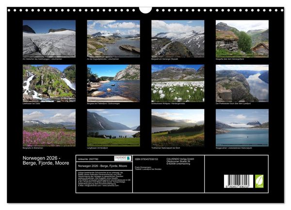 Produktbild: Norwegen 2026 - Berge, Fjorde, Moore (Wandkalender 2026 DIN A3 quer), CALVENDO Monatskalender