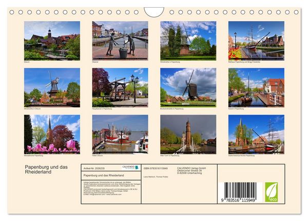 Produktbild: Papenburg und das Rheiderland (Wandkalender 2026 DIN A4 quer), CALVENDO Monatskalender