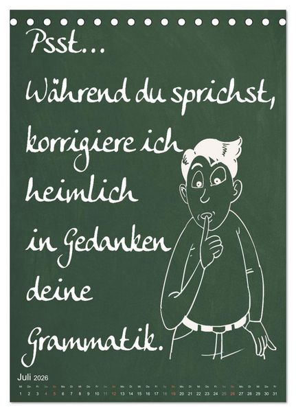 Produktbild: Coole Lehrerspr&uuml;che (Tischkalender 2026 DIN A5 hoch), CALVENDO Monatskalender