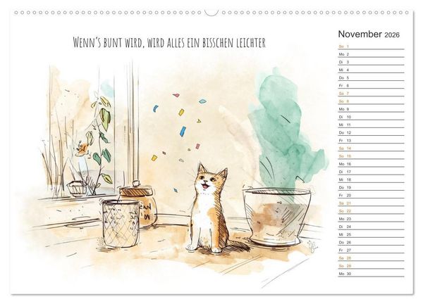 Produktbild: Kleine Schnurr-Momente f&uuml;rs Herz (hochwertiger Premium Wandkalender 2026 DIN A2 quer), Kunstdruck in Hochglanz