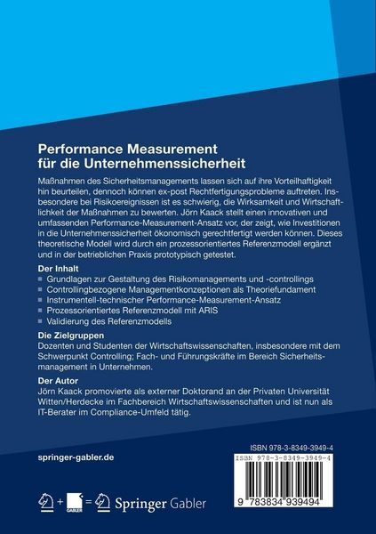 Produktbild: Performance-Measurement f&uuml;r die Unternehmenssicherheit