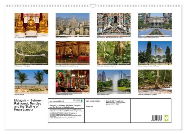 Produktbild: Malaysia &ndash; Between Rainforest, Temples and the Skyline of Kuala Lumpur (Wall Calendar 2027 DIN A2 landscape), CALVENDO 12 Month Wall Calendar