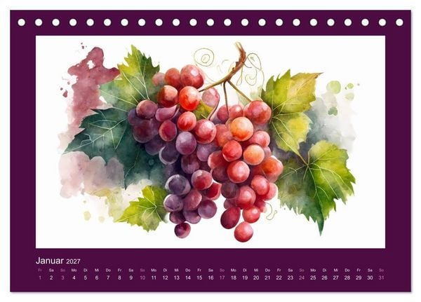 Produktbild: Fr&uuml;chte in Wasserfarben - Fruchtige KI-Kunst f&uuml;r das ganze Jahr (Tischkalender 2027 DIN A5 quer), CALVENDO Monatskalender
