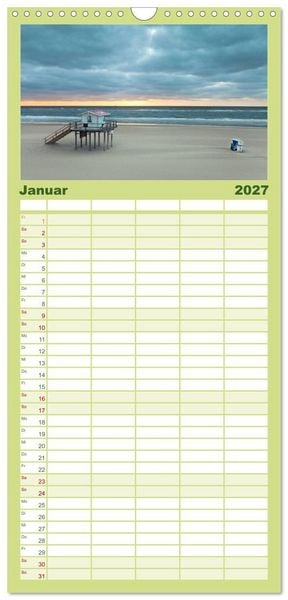 Produktbild: Familienplaner 2027 - SYLT hinter den D&uuml;nen mit 5 Spalten (Wandkalender, 21 x 45 cm) CALVENDO