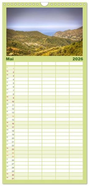 Produktbild: Familienplaner 2026 - Italienische Riviera Cinque Terre mit 5 Spalten (Wandkalender, 21 x 45 cm) CALVENDO