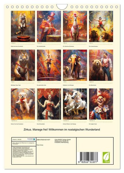 Produktbild: Zirkus. Manege frei! Willkommen im nostalgischen Wunderland (Wandkalender 2026 DIN A4 hoch), CALVENDO Monatskalender