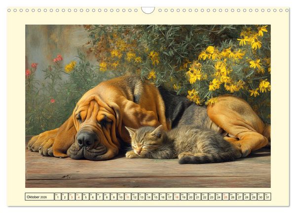 Produktbild: Bloodhound Momente. Zielstrebige Schn&uuml;ffler mit treuer Seele (Wandkalender 2026 DIN A3 quer), CALVENDO Monatskalender