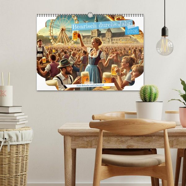 Produktbild: Boarisch durchs Jahr - Feste Br&auml;uche und Lebenslust (Wandkalender 2026 DIN A3 quer), CALVENDO Monatskalender