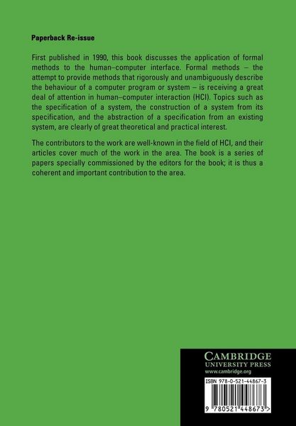 Produktbild: Formal Methods in Human-Computer Interaction