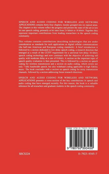Produktbild: Speech and Audio Coding for Wireless and Network Applications