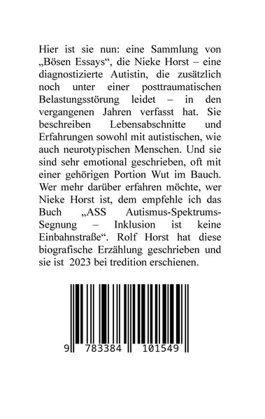 Produktbild: B&ouml;se Essays - Autismus, Psychotherapie, PTBS, Sucht, Alkoholismus, Neurodiversit&auml;t, Postwachstum, Zen, Christenheit, Permakultur, &Ouml;kologie, &ouml;kolog. Fu