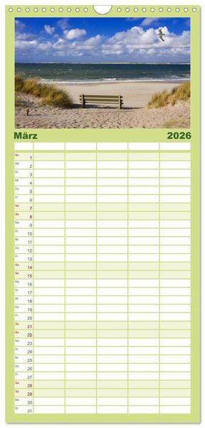Produktbild: Familienplaner 2026 - D&auml;nemarks Nordseek&uuml;ste mit 5 Spalten (Wandkalender, 21 x 45 cm) CALVENDO