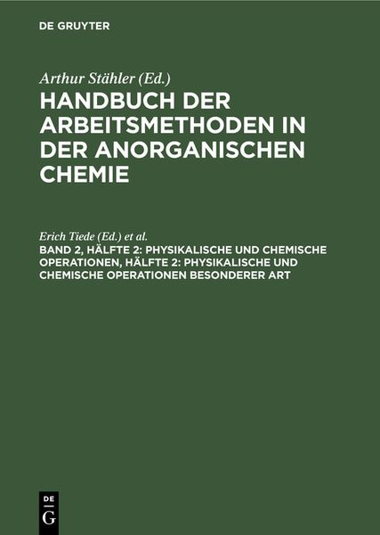 Produktbild: Physikalische und chemische Operationen, H&auml;lfte 2: Physikalische und chemische Operationen besonderer Art