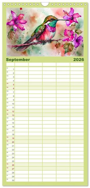 Produktbild: Familienplaner 2026 - Schillernde Edelsteine mit 5 Spalten (Wandkalender, 21 x 45 cm) CALVENDO