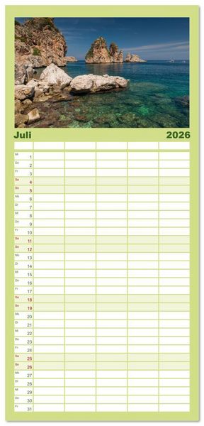 Produktbild: Familienplaner 2026 - Sizilien &ndash; Die Insel, auf der es keinen Winter gibt mit 5 Spalten (Wandkalender, 21 x 45 cm) CALVENDO