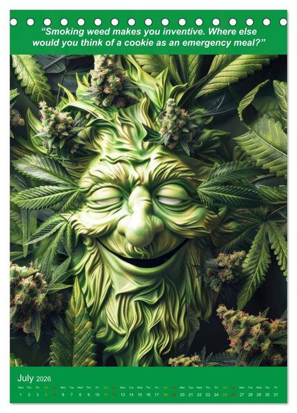 Produktbild: The funniest cannabis pictures and slogans (Desk Calendar 2026 DIN A5 portrait), CALVENDO 12 Month DeskCalendar
