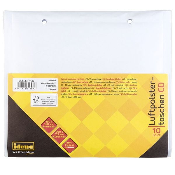 Idena Luftpolstertaschen haftklebend weiß 20x17,5cm