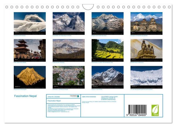 Produktbild: Faszination Nepal (Wandkalender 2026 DIN A4 quer), CALVENDO Monatskalender